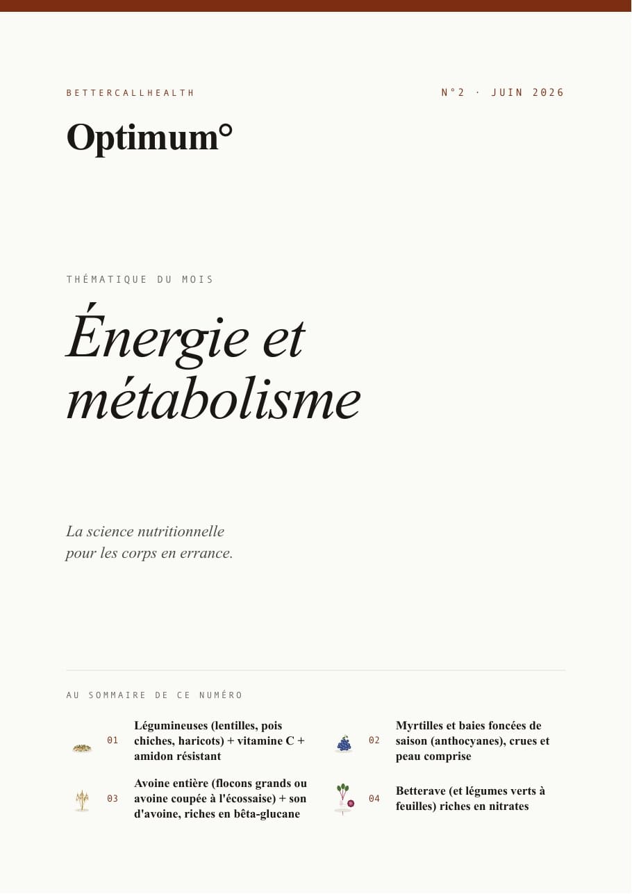 Optimum° N°2 · Juin 2026 · Énergie et métabolisme
