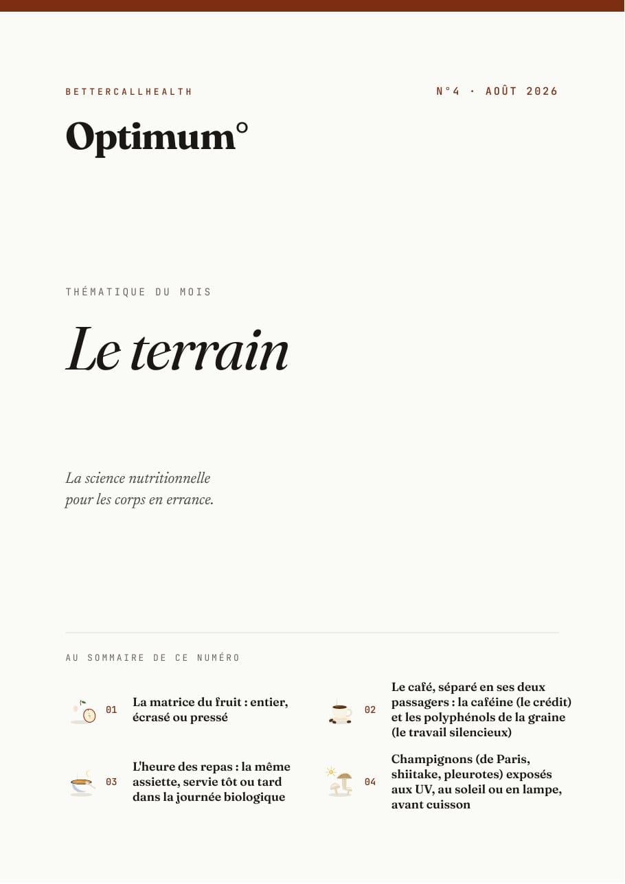Optimum° N°4 · Août 2026 · Le terrain